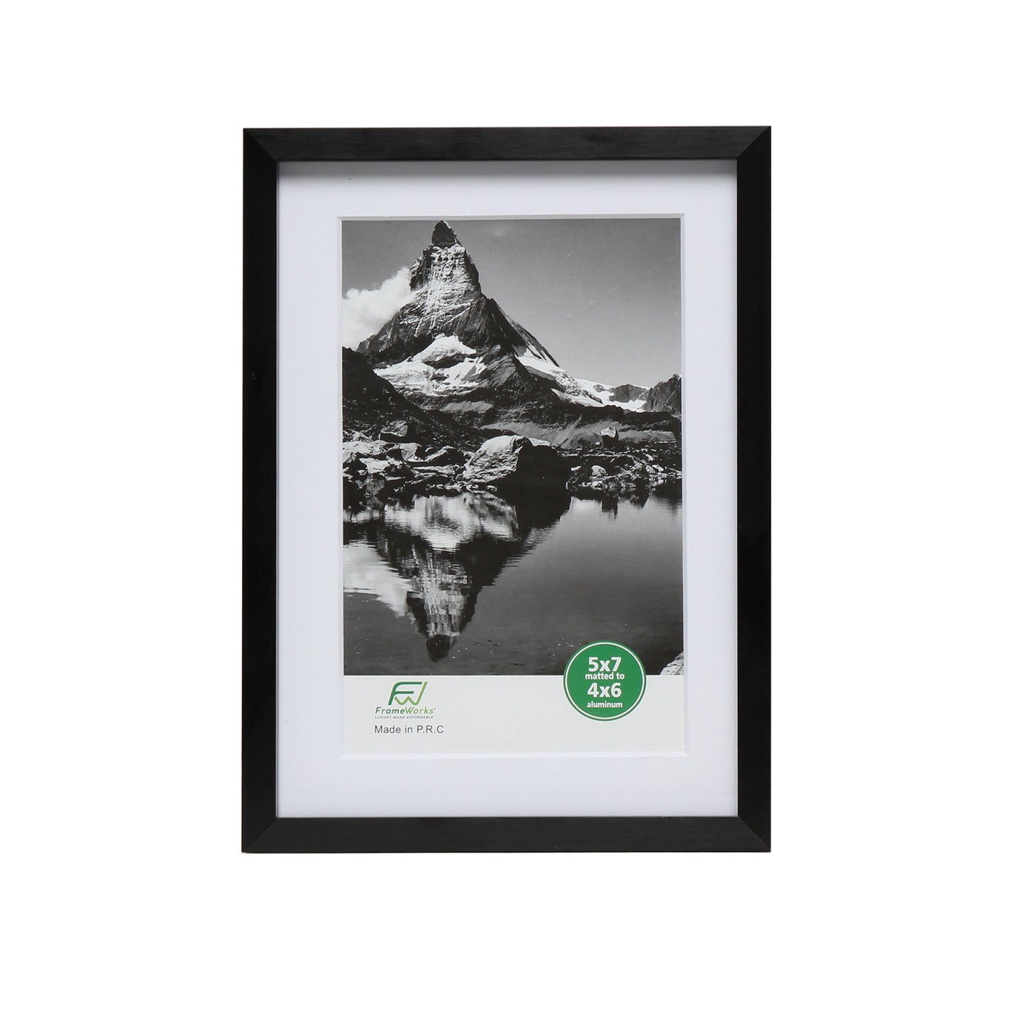 5" x 7" Deluxe Black Aluminum Contemporary Picture Frame, 4" x 6" Matted