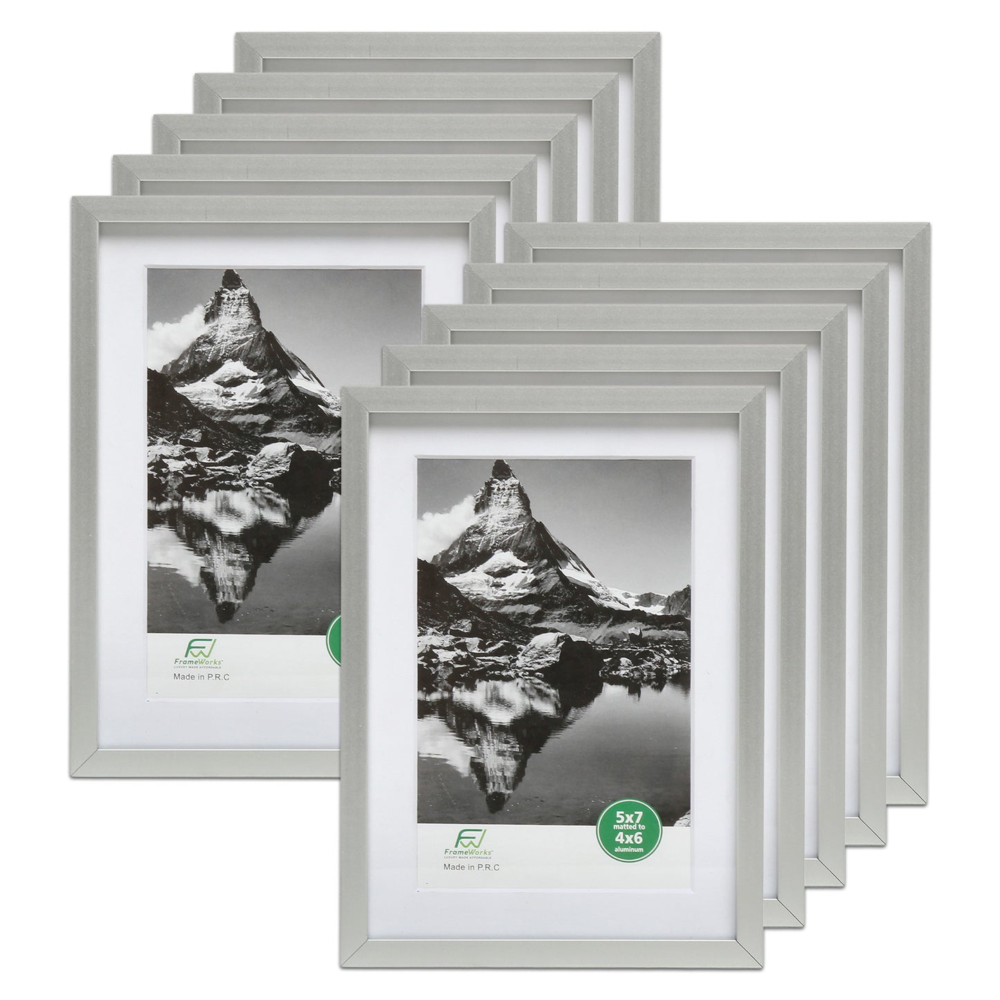 5" x 7" Deluxe Silver Aluminum Contemporary Picture Frame, 4" x 6" Matted