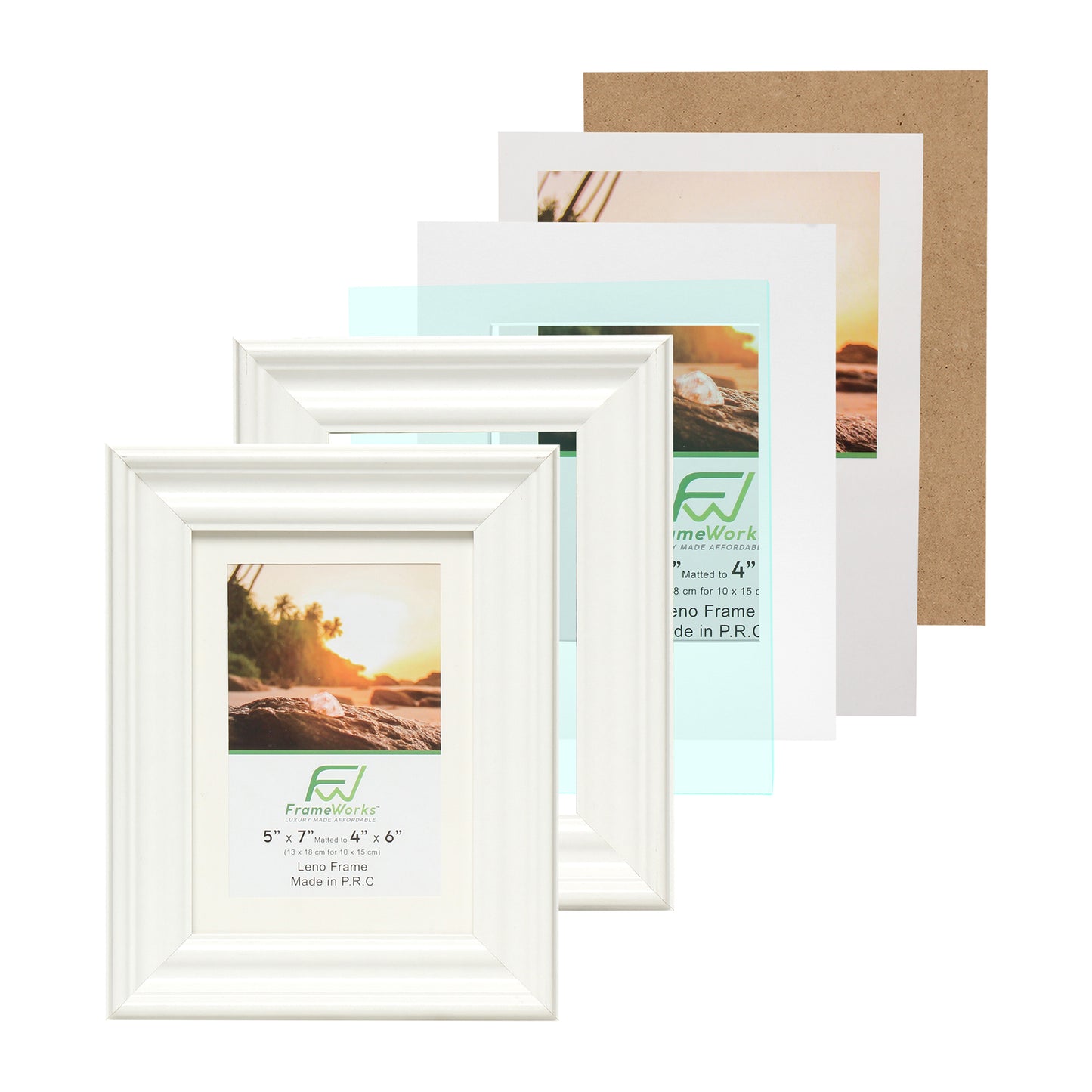 5" x 7" White Wood 2-Pack Picture Frames with Molded Edges, 4" x 6" Matted