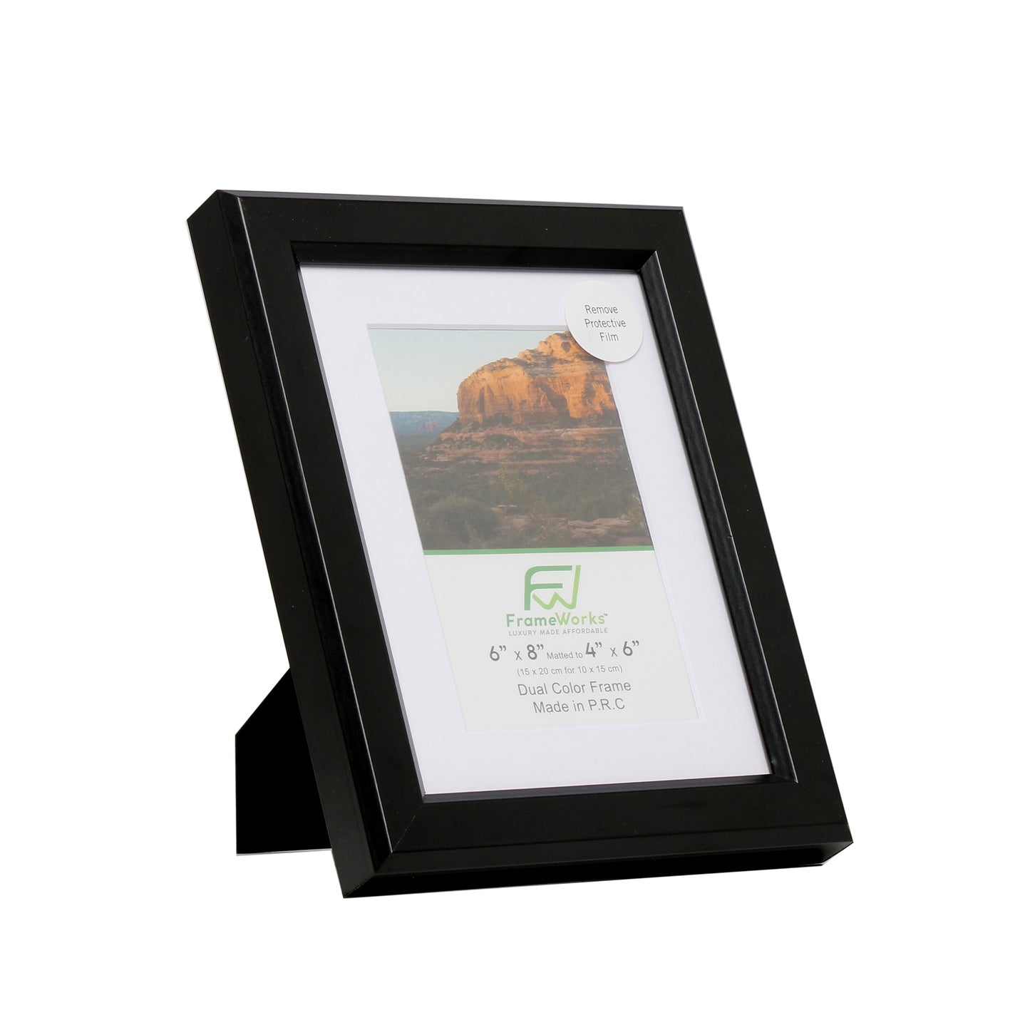 6" x 8" Black Wood 2-Pack Picture Frames, 4" x 6" Matted