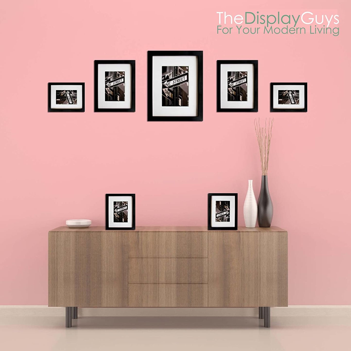 7 Piece Black Solid Pine Wood Collage Multi-Size Picture Frame Set with 16" x 20" Frame