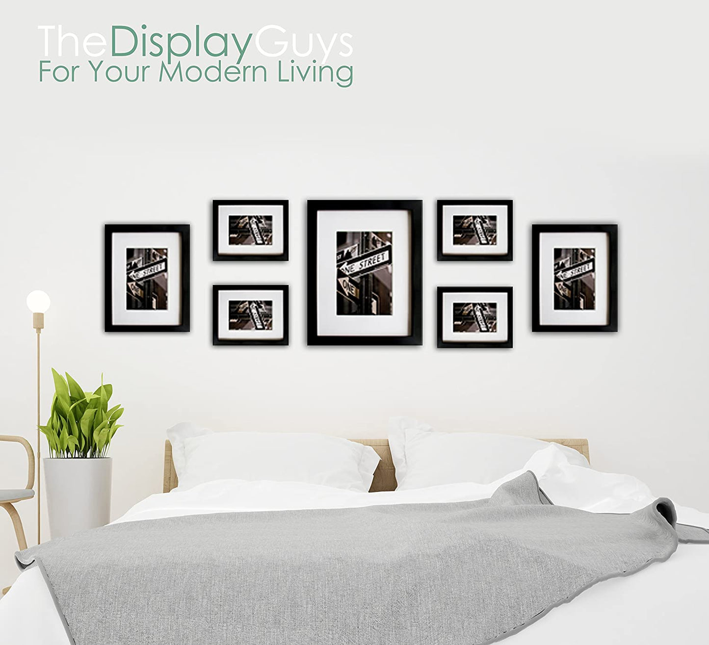 7 Piece Black Solid Pine Wood Collage Multi-Size Picture Frame Set with 16" x 20" Frame