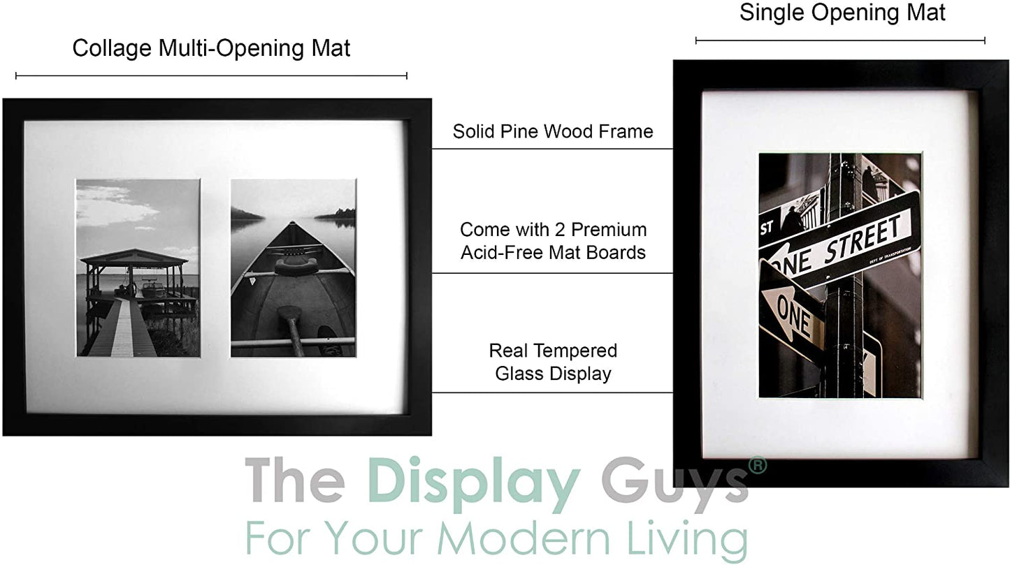 7 Piece Black Solid Pine Wood Collage Multi-Size Picture Frame Set with 16" x 20" Frame
