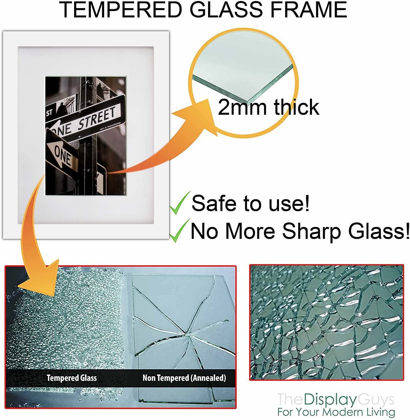 7 Piece White Solid Pine Wood Collage Multi-Size Picture Frame Set with 16" x 20" Frame