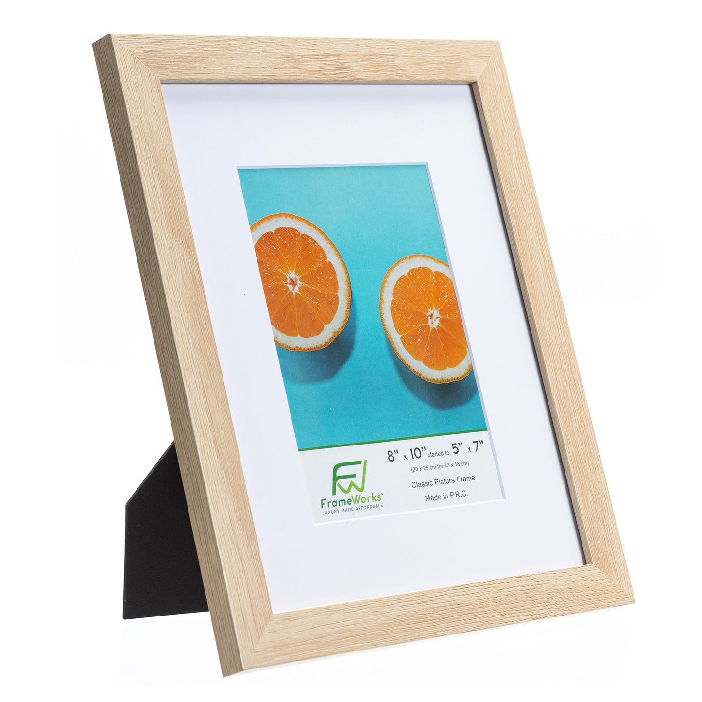 8" x 10" Classic Natural Oak Wood Picture Frame with Tempered Glass, 5" x 7" Matted