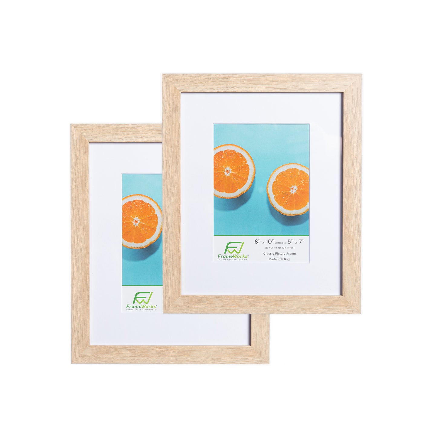 8" x 10" Classic Natural Oak Wood Picture Frame with Tempered Glass, 5" x 7" Matted