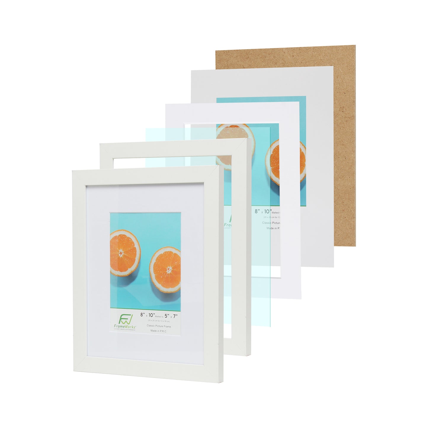8" x 10" Classic White Wood Picture Frame with Tempered Glass, 5" x 7" Matted