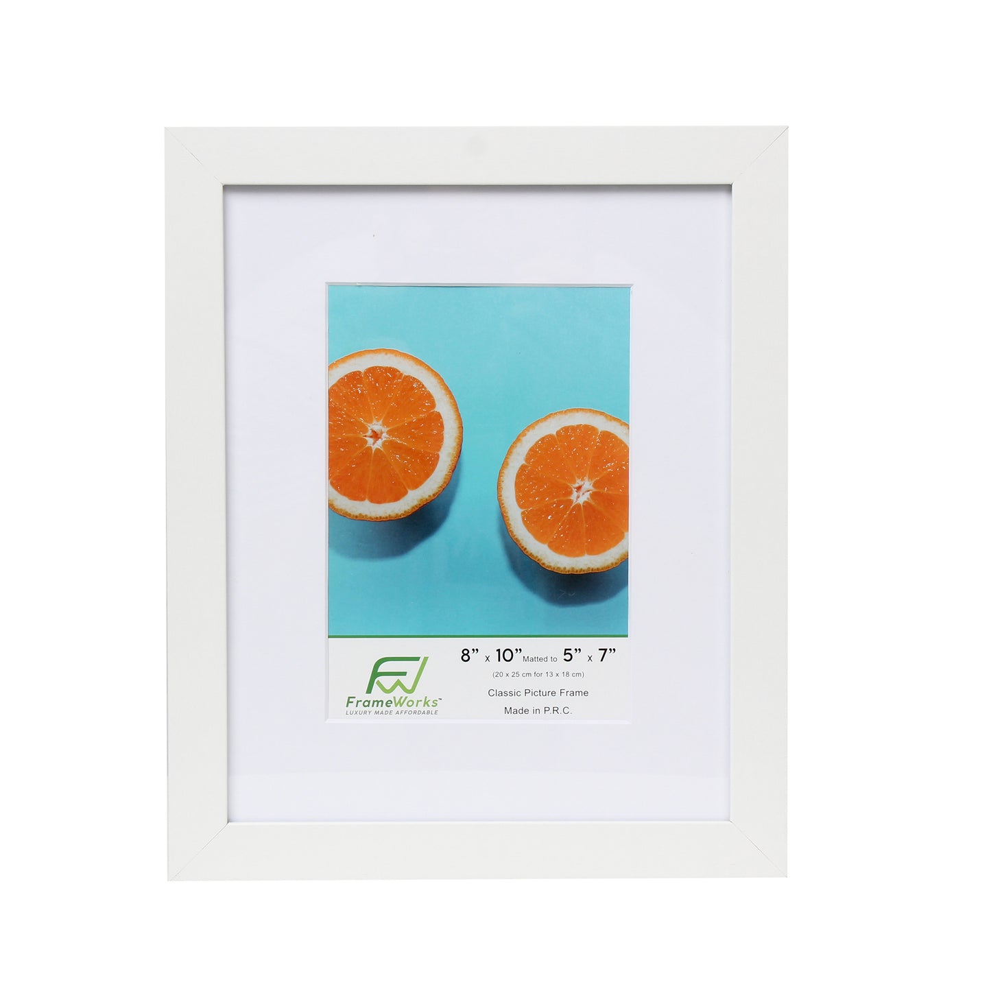 8" x 10" Classic White Wood Picture Frame with Tempered Glass, 5" x 7" Matted