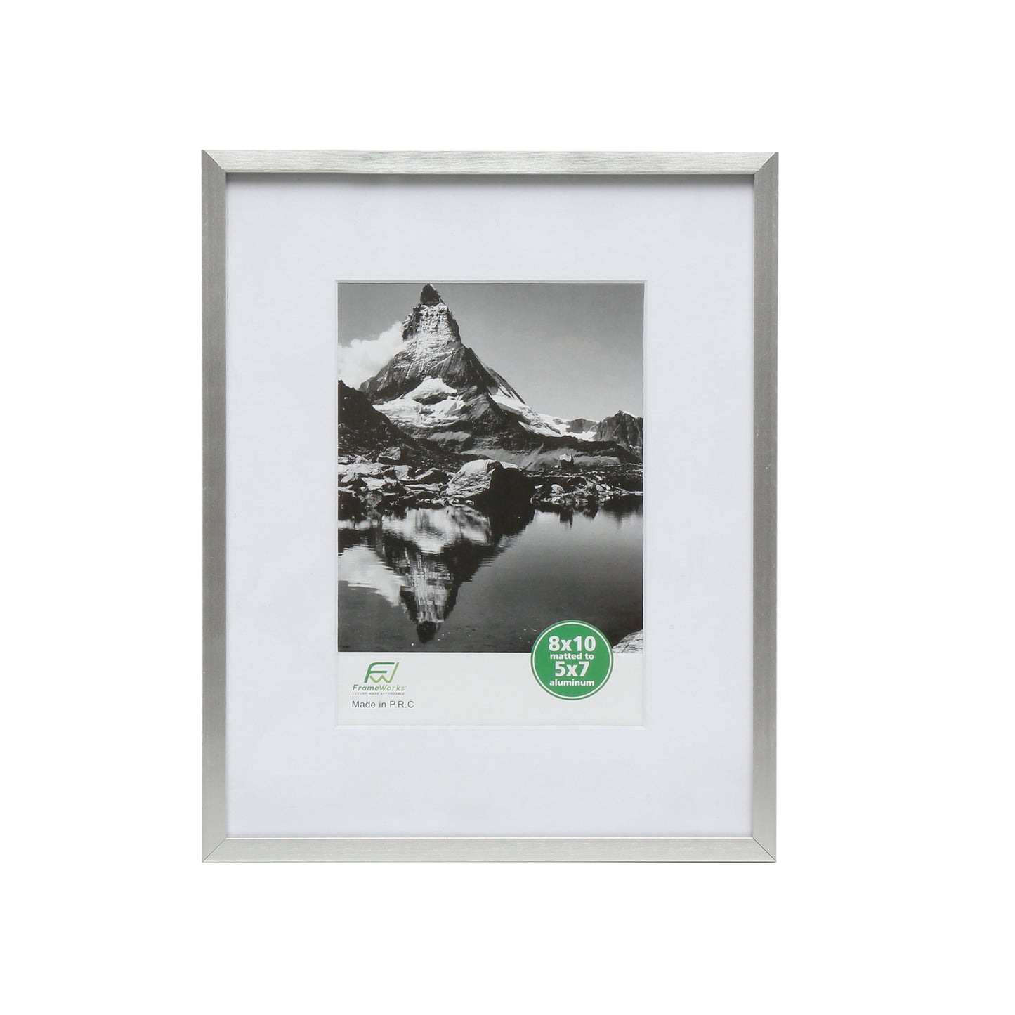 8" x 10" Deluxe Silver Aluminum Contemporary Picture Frame, 5" x 7" Matted
