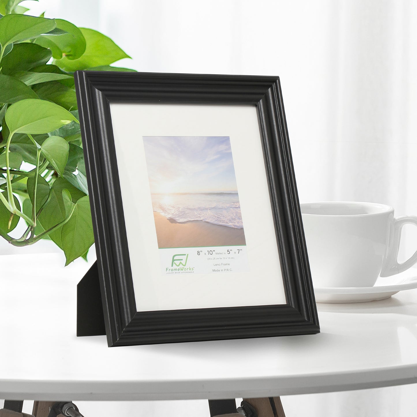 8" x 10" Black Wood 2-Pack Picture Frames with Molded Edges, 5" x 7" Matted
