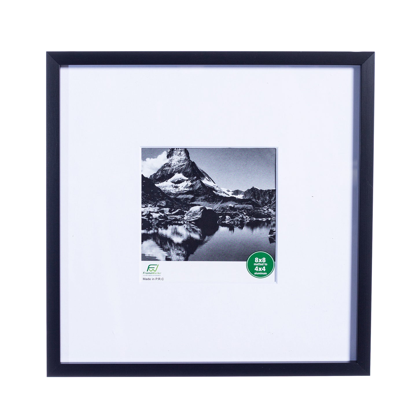 8" x 8" Deluxe Black Aluminum Contemporary Picture Frame, 4" x 4" Matted
