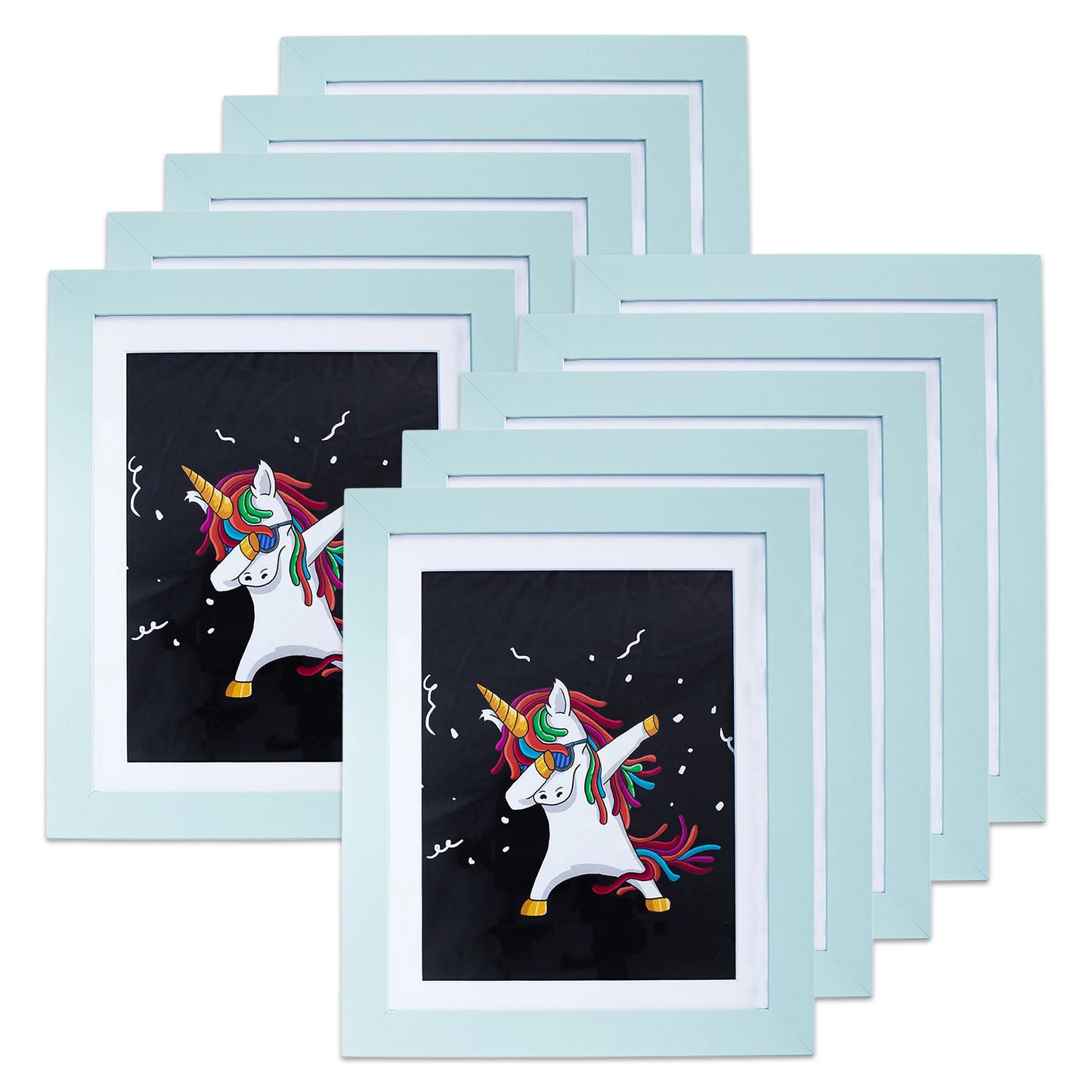 10" x 12.5" Light Blue MDF Wood Children's Art Picture Frame with Elastic Straps