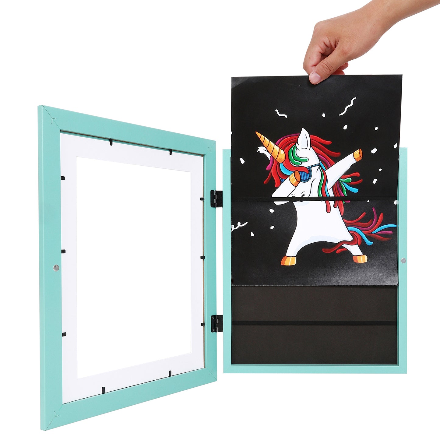 10" x 12.5" Teal MDF Wood Children's Art Picture Frame with Elastic Straps