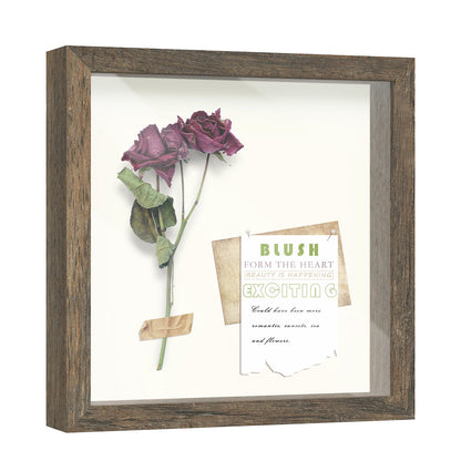 11" x 11" Brown Driftwood Finish MDF Wood Shadow Box Frame