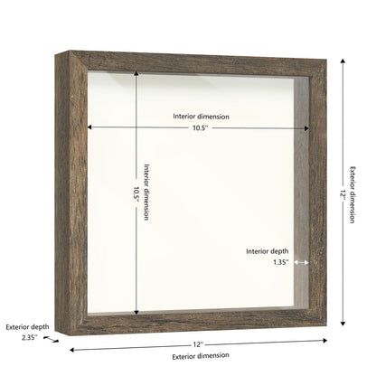 11" x 11" Brown Driftwood Finish MDF Wood Shadow Box Frame