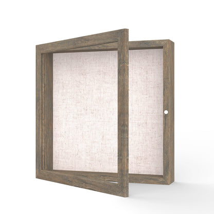 11" x 11" Brown Woodgrain MDF Wood Linen Backboard Shadow Box Frame