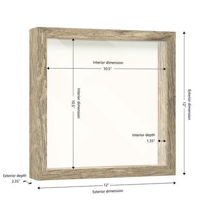 11" x 11" Natural Driftwood Finish MDF Wood Shadow Box Frame