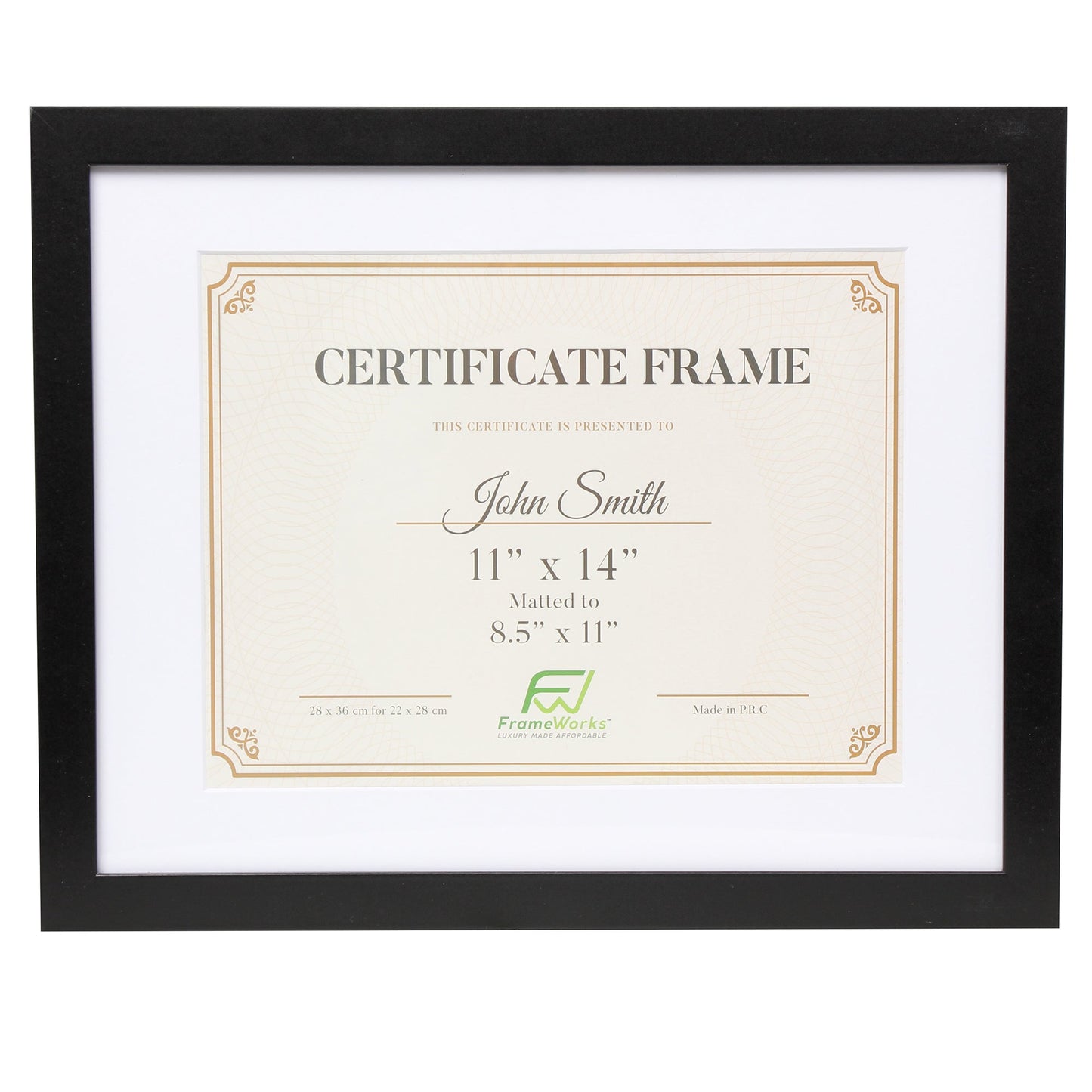 (48-Pack) 11" x 14” Classic Black MDF Wood Document Frame, 8.5" x 11" Matted