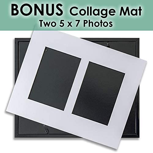 11" x 14" Glossy Black Art Deco 8 Pack Picture Frames, 8" x 10" Matted