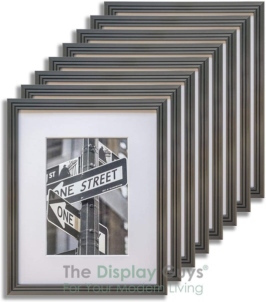 11" x 14" Gunmetal Art Deco 8 Pack Picture Frames, 8" x 10" Matted