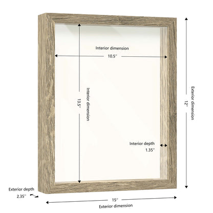 11" x 14" Natural Driftwood Finish MDF Wood Shadow Box Frame