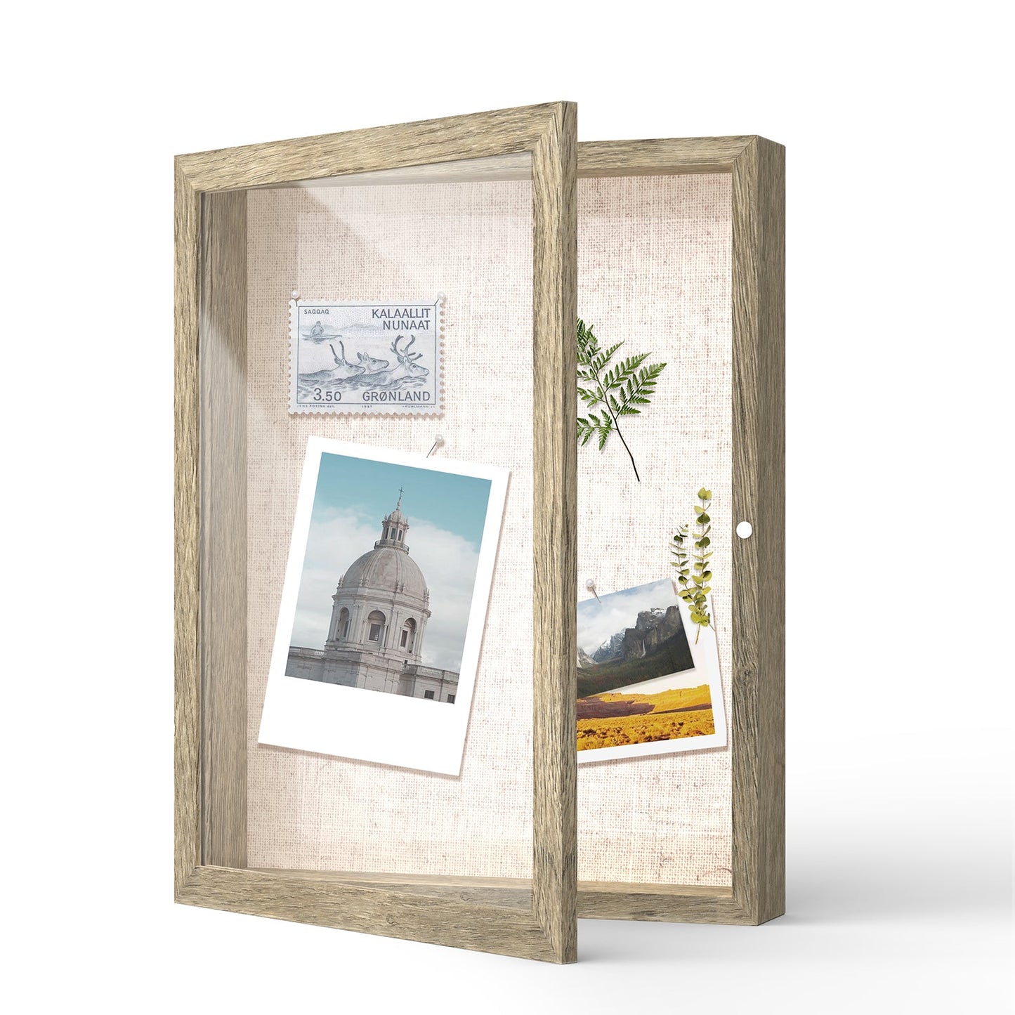 11" x 14" Natural Woodgrain MDF Wood Linen Backboard Shadow Box Frame