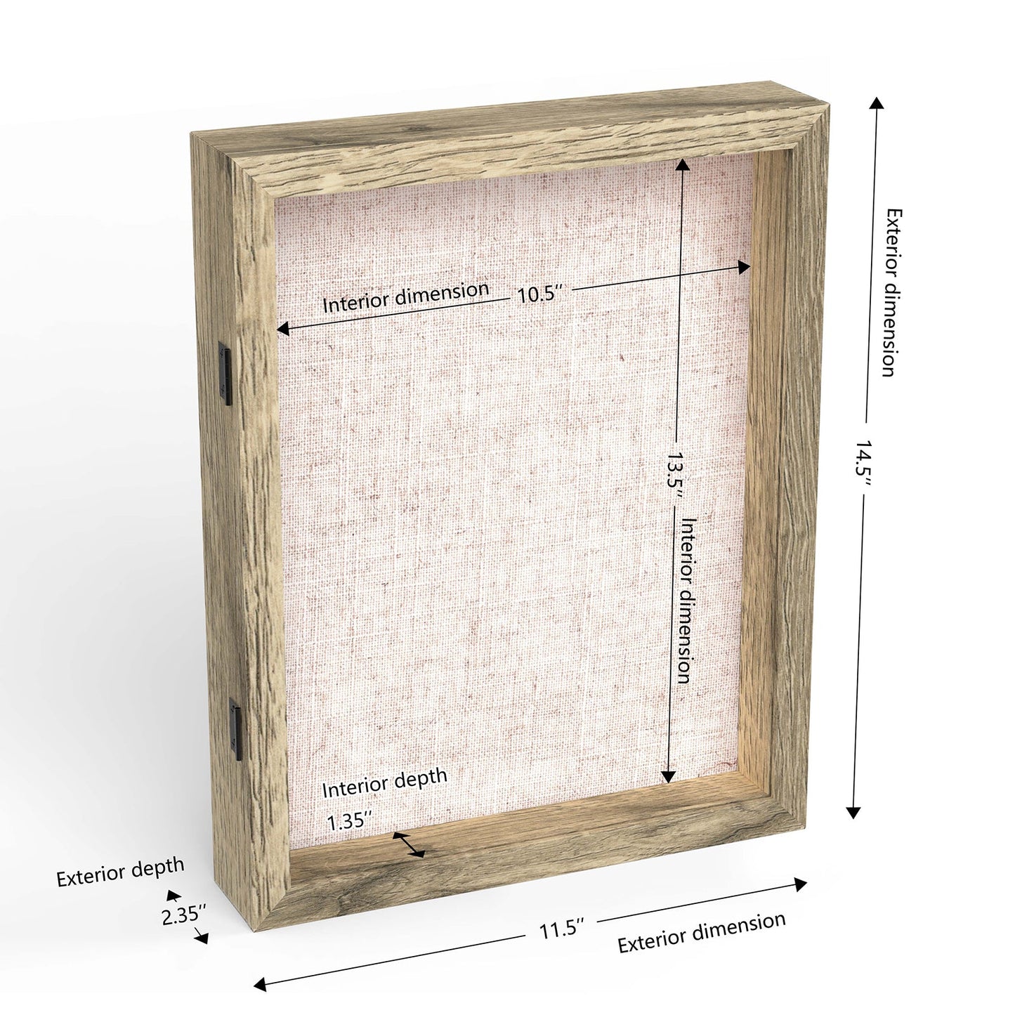 11" x 14" Natural Woodgrain MDF Wood Linen Backboard Shadow Box Frame