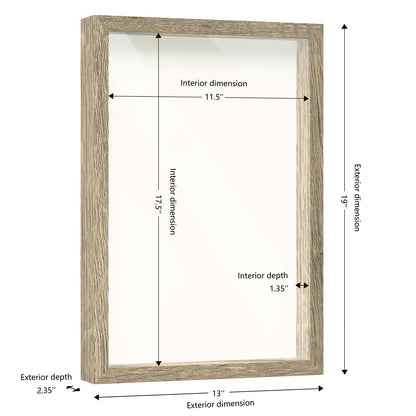 12" x 18" Natural Driftwood Finish MDF Wood Shadow Box Frame