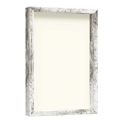 12" x 18" White Driftwood Finish MDF Wood Shadow Box Frame