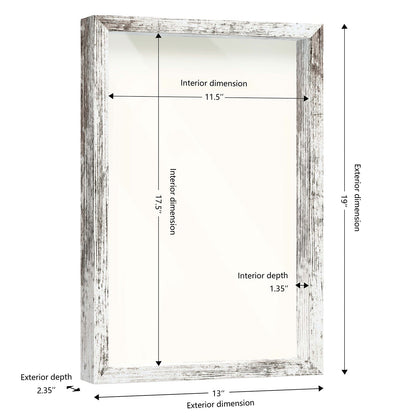 12" x 18" White Driftwood Finish MDF Wood Shadow Box Frame