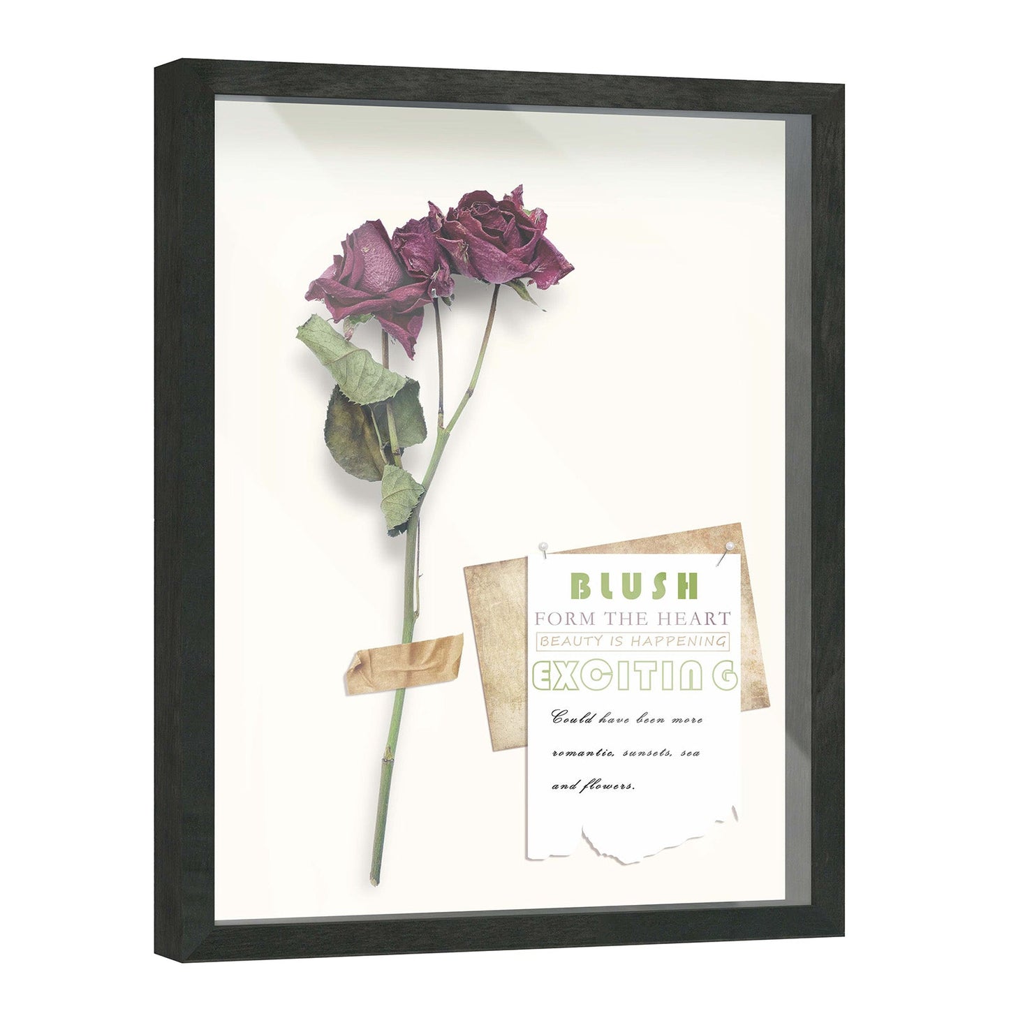 16" x 20" Black Driftwood Finish MDF Wood Shadow Box Frame