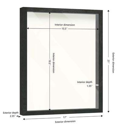 16" x 20" Black Driftwood Finish MDF Wood Shadow Box Frame