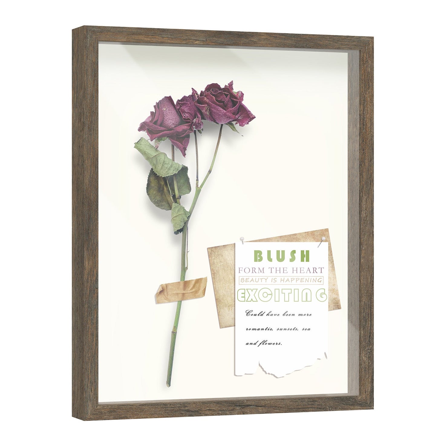 16" x 20" Brown Driftwood Finish MDF Wood Shadow Box Frame