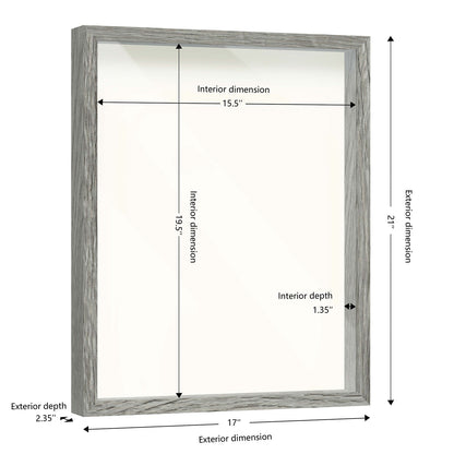 16" x 20" Gray Driftwood Finish MDF Wood Shadow Box Frame