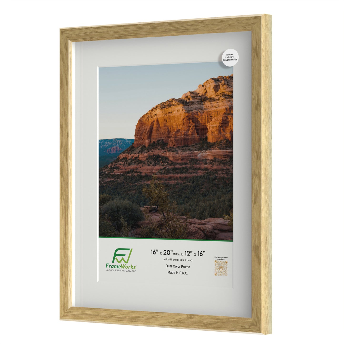 16" x 20" Natural Oak MDF Wood Multi-Pack Gunnabo Picture Frames, 12" x 16" Matted