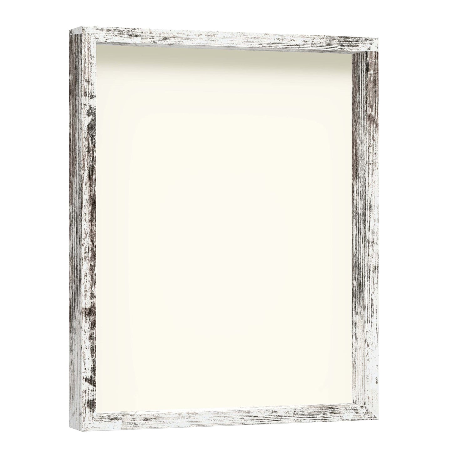 16" x 20" White Driftwood Finish MDF Wood Shadow Box Frame