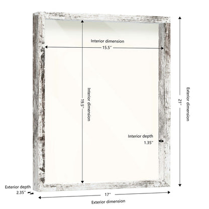 16" x 20" White Driftwood Finish MDF Wood Shadow Box Frame