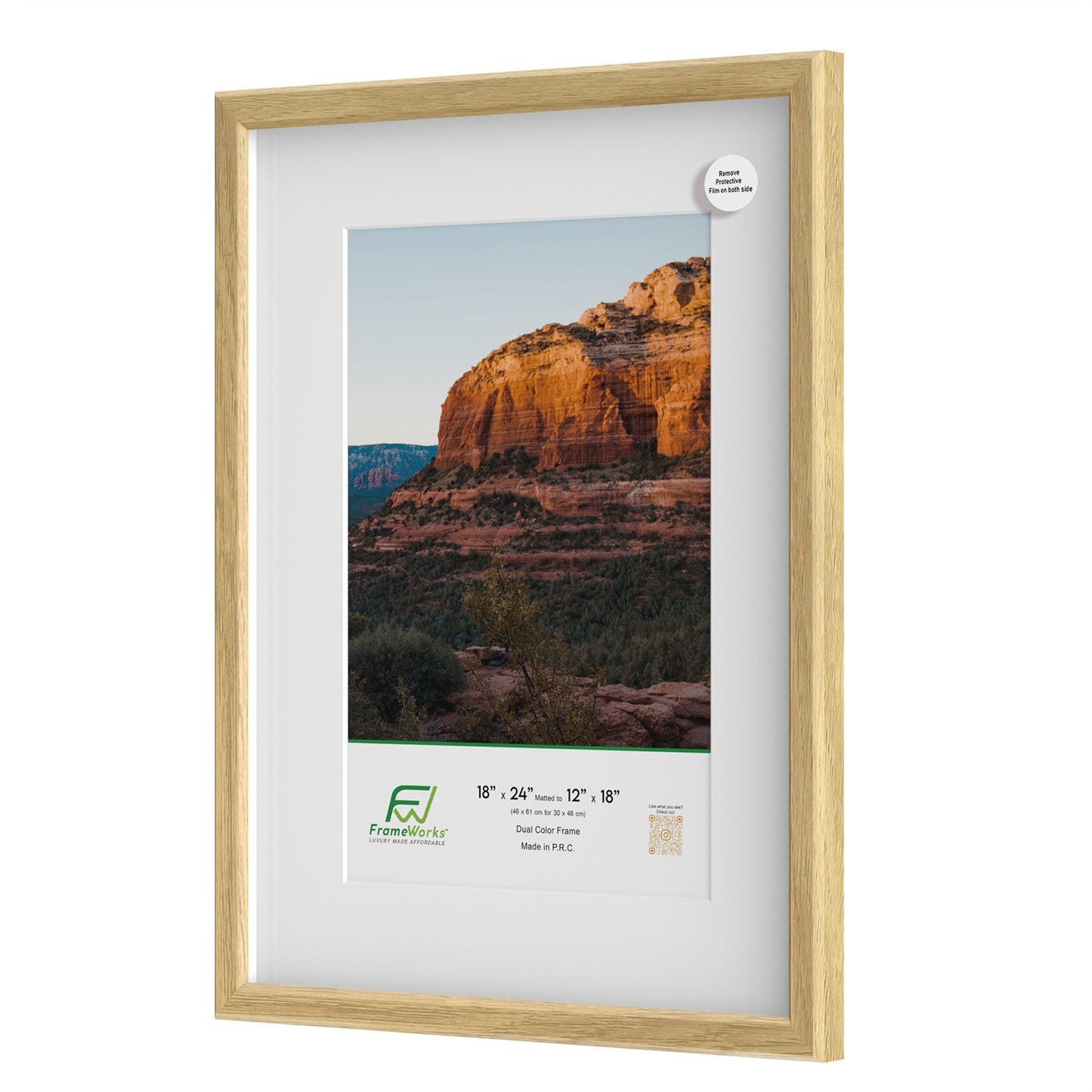 18" x 24" Natural Oak MDF Wood Multi-Pack Gunnabo Picture Frames, 12" x 18" Matted