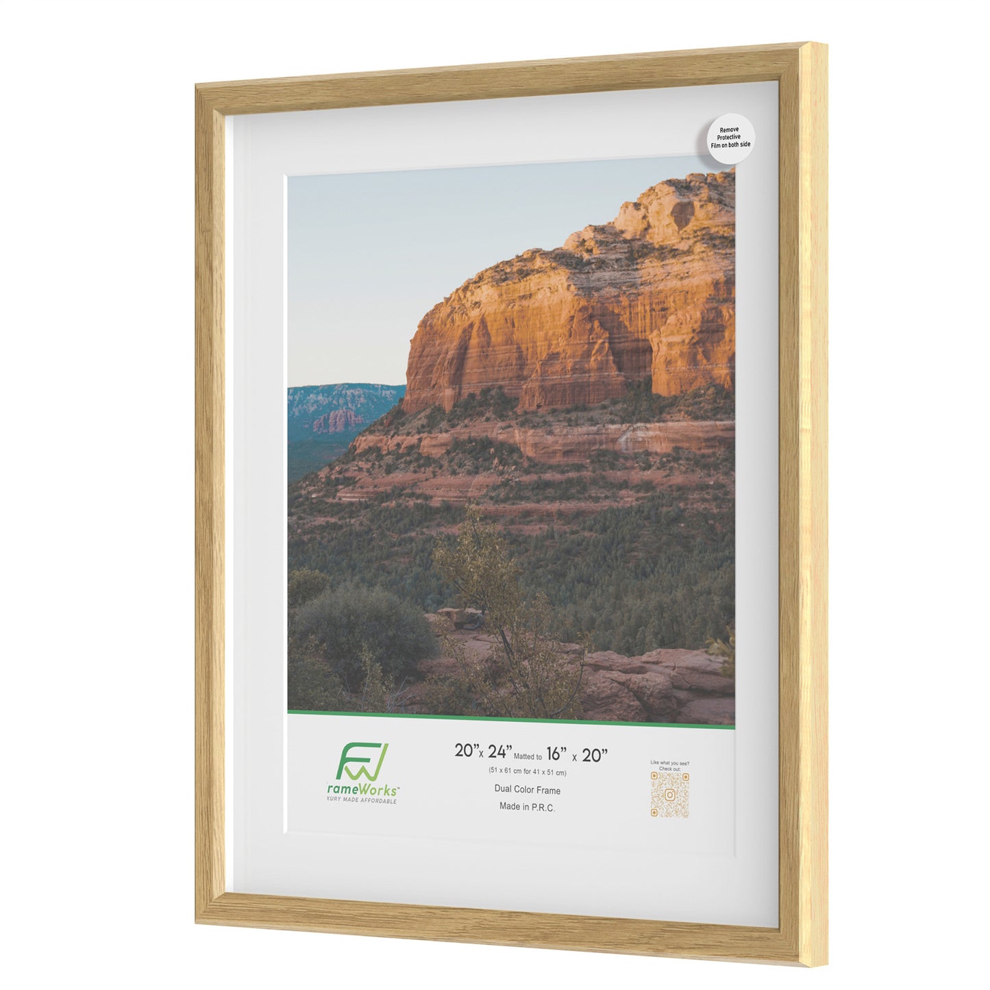 20" x 24" Natural Oak MDF Wood Multi-Pack Gunnabo Picture Frames, 16" x 20" Matted