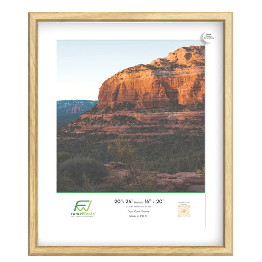 20" x 24" Natural Oak MDF Wood Multi-Pack Gunnabo Picture Frames, 16" x 20" Matted