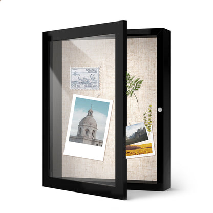 8 1/2" x 11" Black MDF Wood Linen Backboard Shadow Box Frame