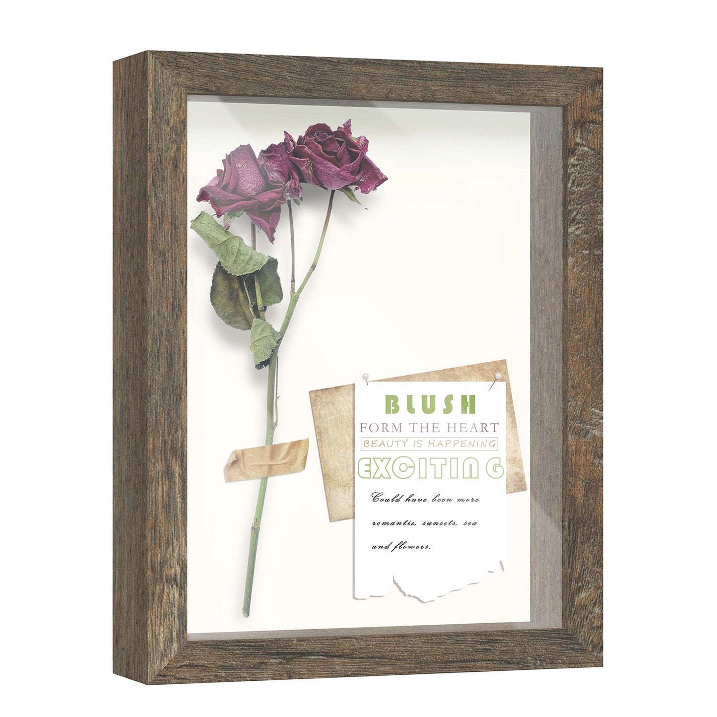 8 1/2" x 11" Brown Driftwood Finish MDF Wood Shadow Box Frame