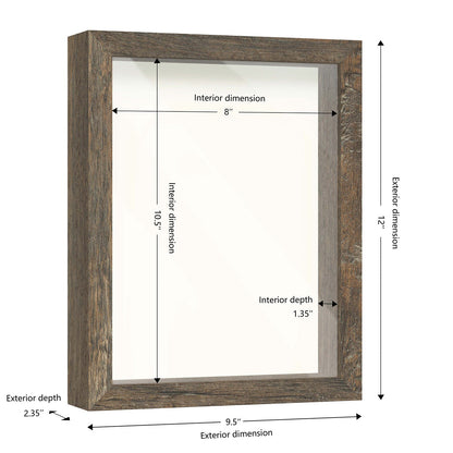 8 1/2" x 11" Brown Driftwood Finish MDF Wood Shadow Box Frame