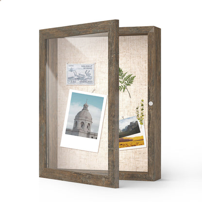 8 1/2" x 11" Brown Woodgrain MDF Wood Linen Backboard Shadow Box Frame