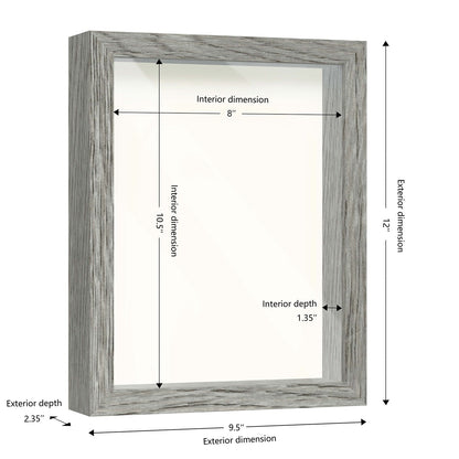 8 1/2" x 11" Gray Driftwood Finish MDF Wood Shadow Box Frame