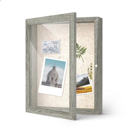 8 1/2" x 11" Gray Woodgrain MDF Wood Linen Backboard Shadow Box Frame