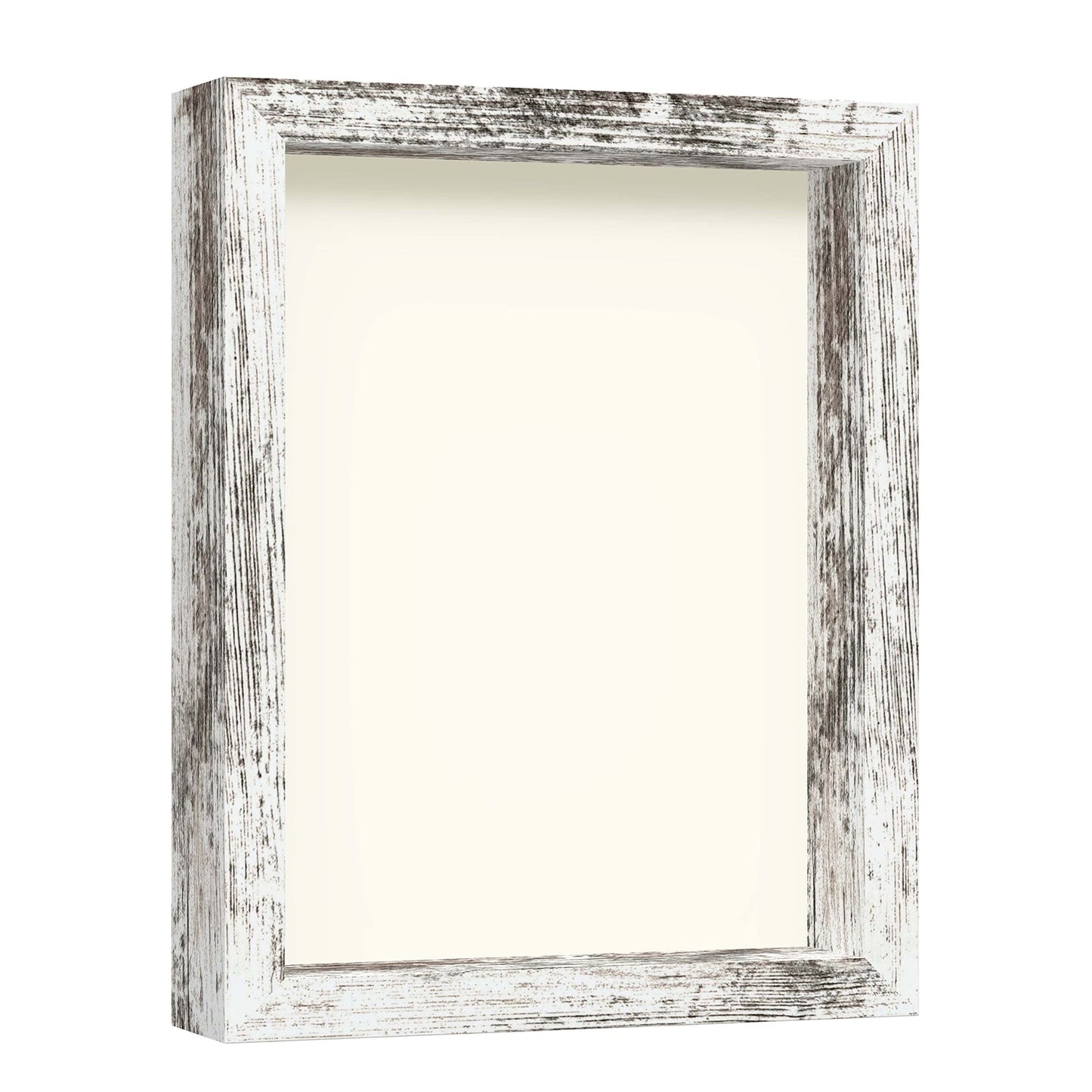 8 1/2" x 11" White Driftwood Finish MDF Wood Shadow Box Frame