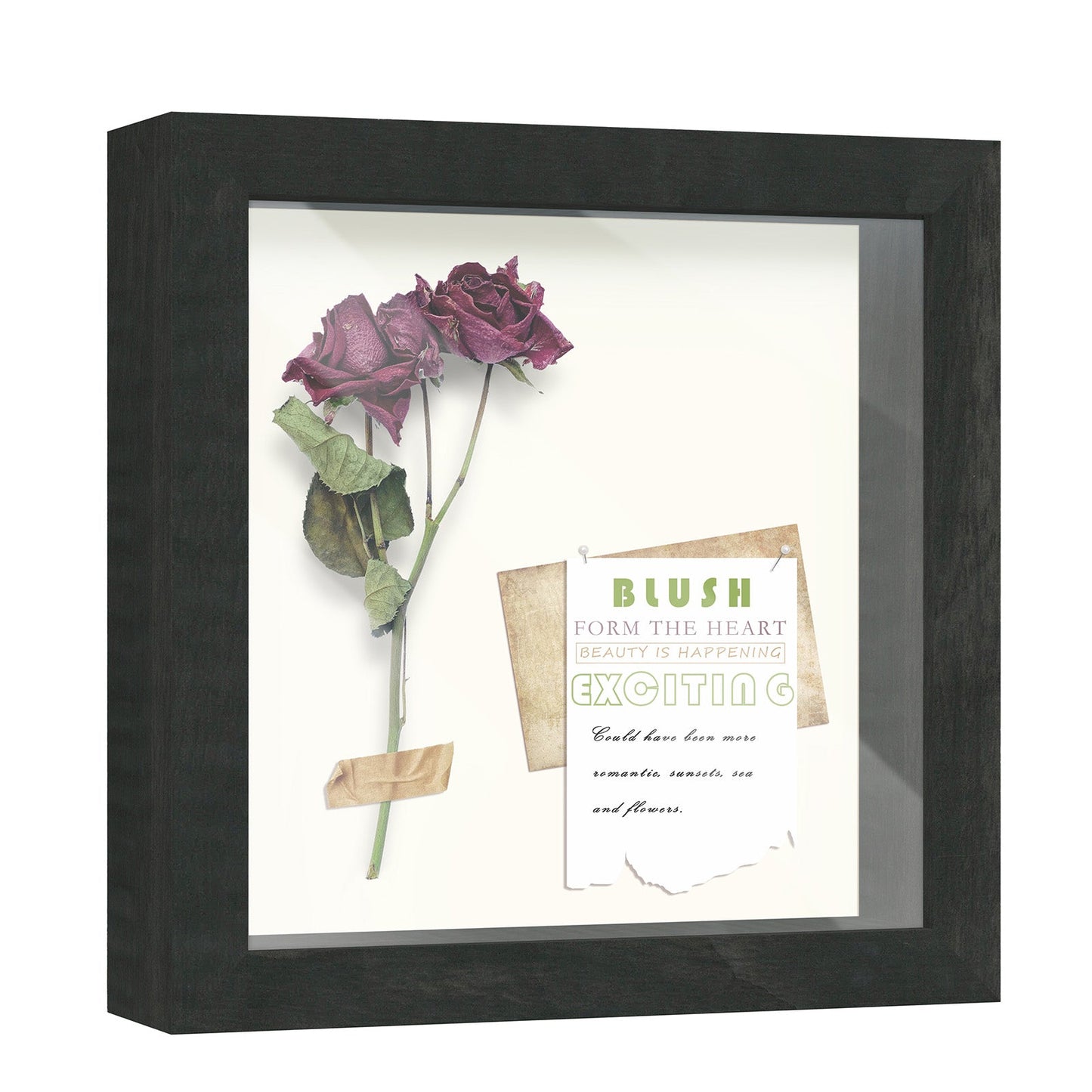 8" x 8" Black Driftwood Finish MDF Wood Shadow Box Frame