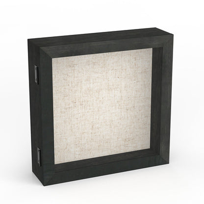 8" x 8" Black Woodgrain MDF Wood Linen Backboard Shadow Box Frame