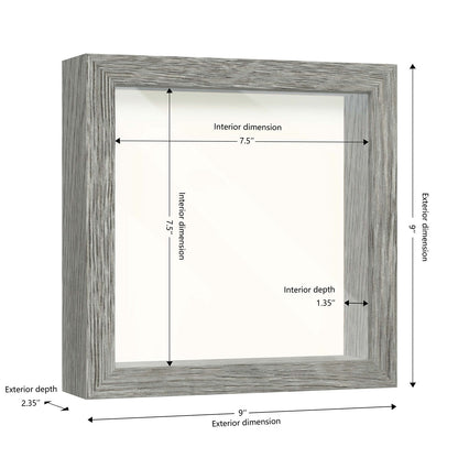 8" x 8" Gray Driftwood Finish MDF Wood Shadow Box Frame